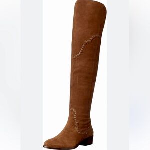 Frye Ray Brown Shade Tall Over The Knee Boots with Grommet Accents